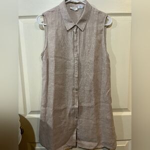 Sigrid Olsen Sleeveless Linen Button-Up Top